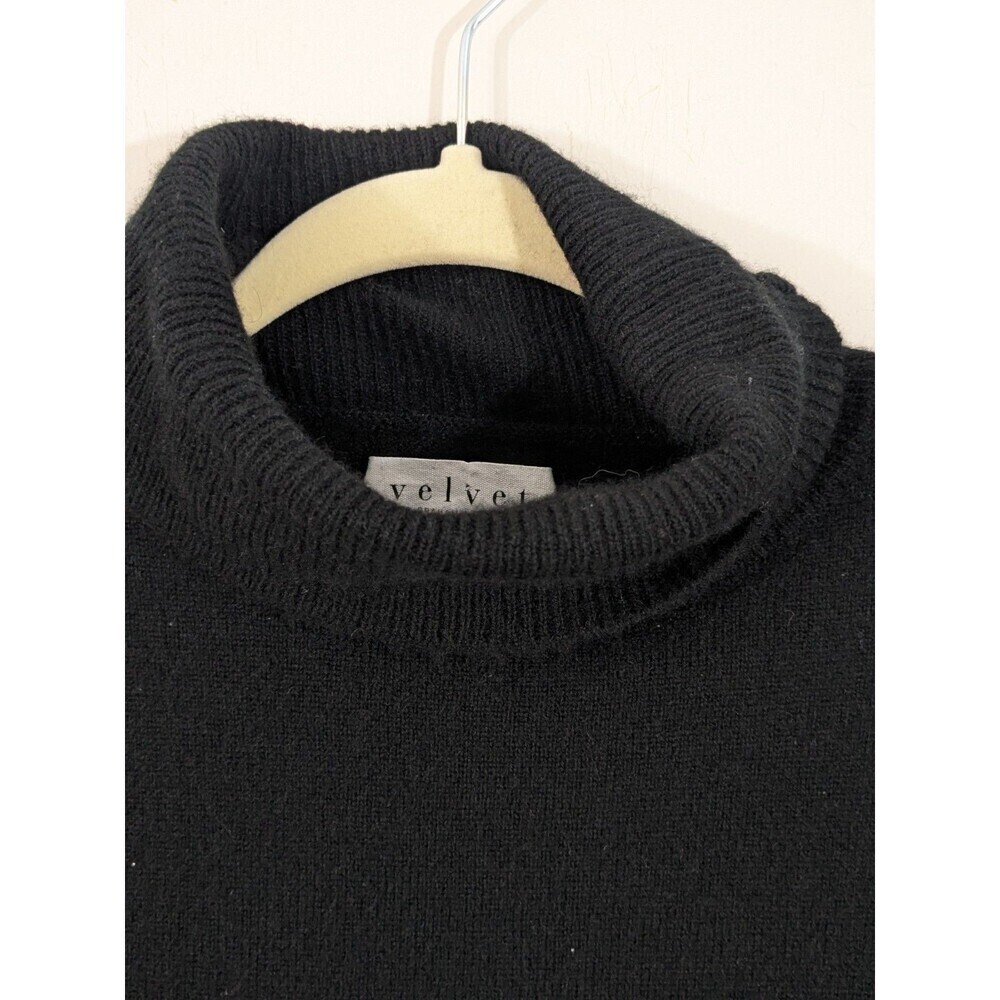 Velvet Graham & Spencer 100% Cashmere Black Turtleneck Sweater Slouchy Relaxed - Picture 4 of 8